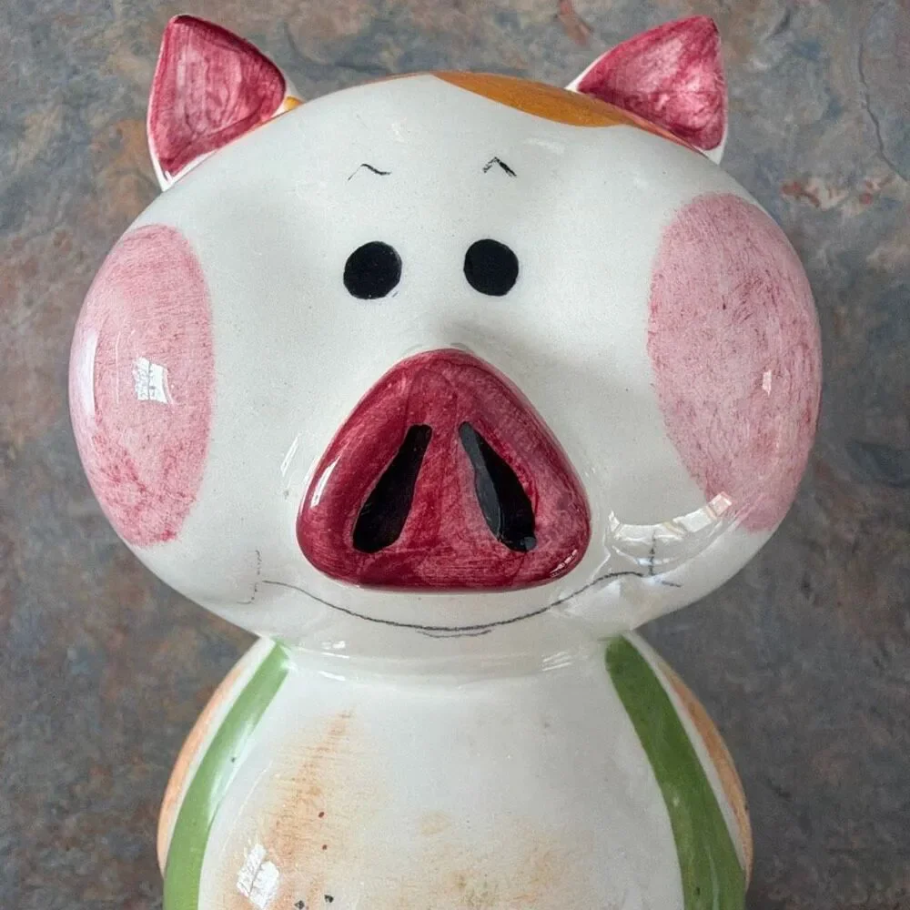 Quadrifoglio Hand Painted Piggy Bank Made in Japan Green clothing
